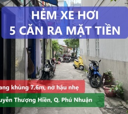 Nhà ngang 7.6m nở hậu, HXH 288/17 Nguyễn Thượng Hiền, Phú Nhuận, Cách mặt tiền...